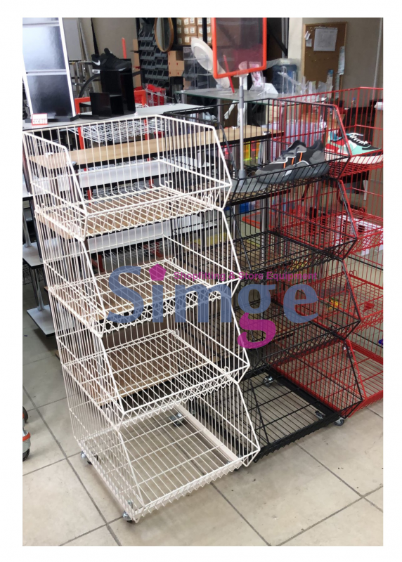 4 Tiers Metal Basket with Wheels, Action Basket
