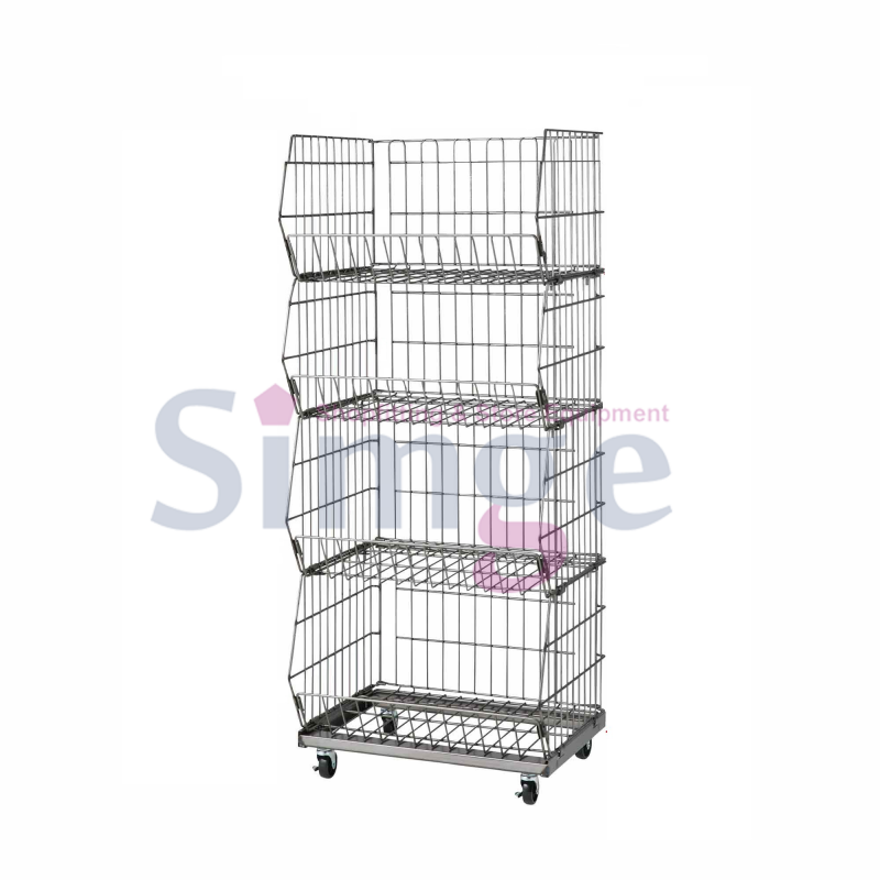 4 Tiers Metal Basket with Wheels, Action Basket