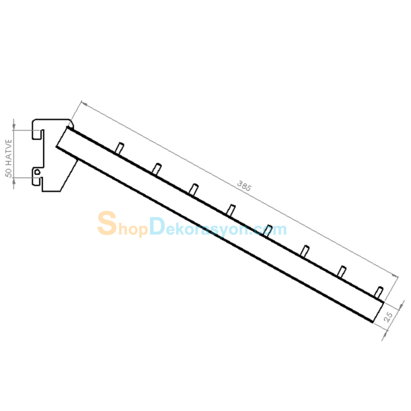 Kancalı Eğimli Askılık Kolu Baston