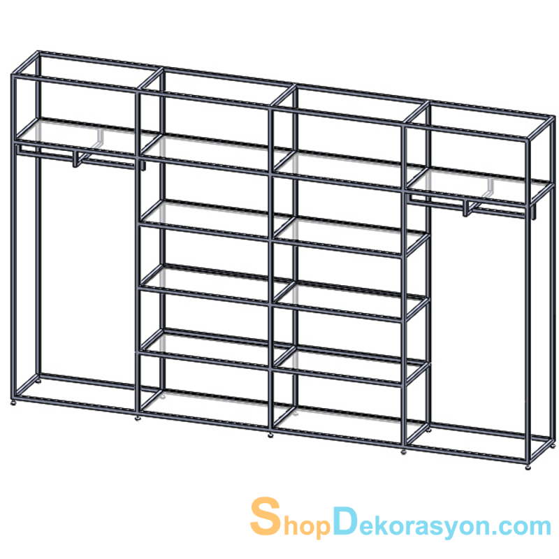 Duvar Önü Askılı Raflı Metal Raf Sistemi