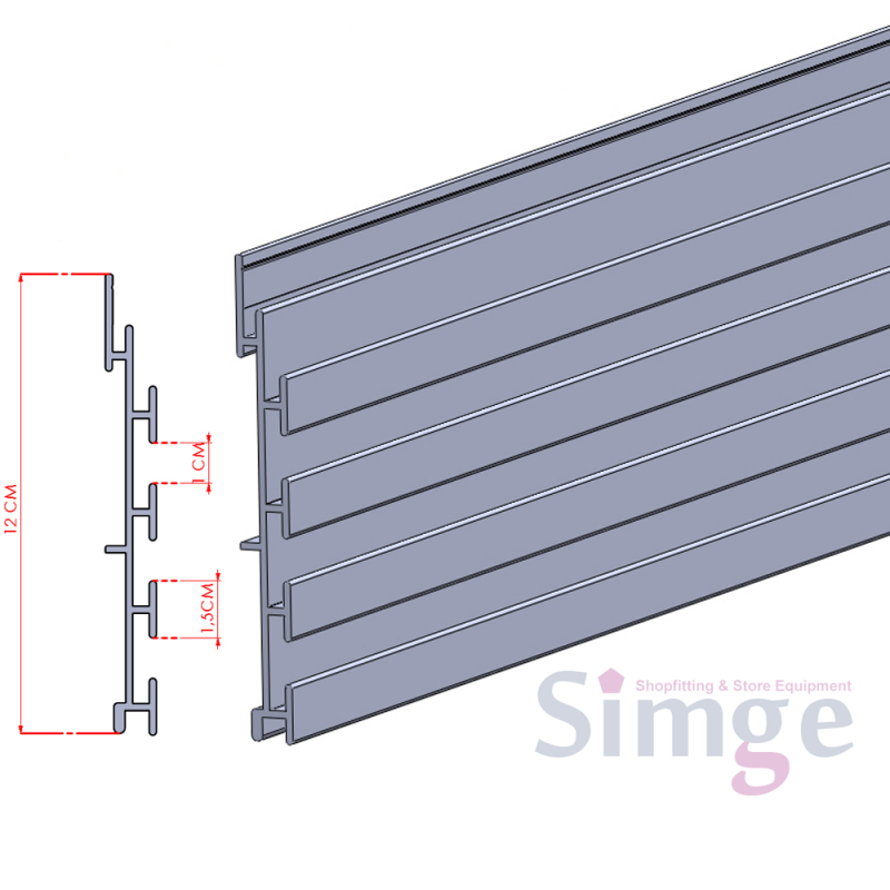Profilé d'étagère de lambris multicanal pour panneau de canal, 3 mètres