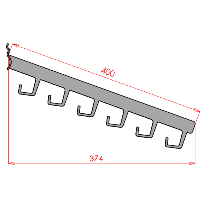 Support de raquette à crochet incliné en aluminium ondulé en T