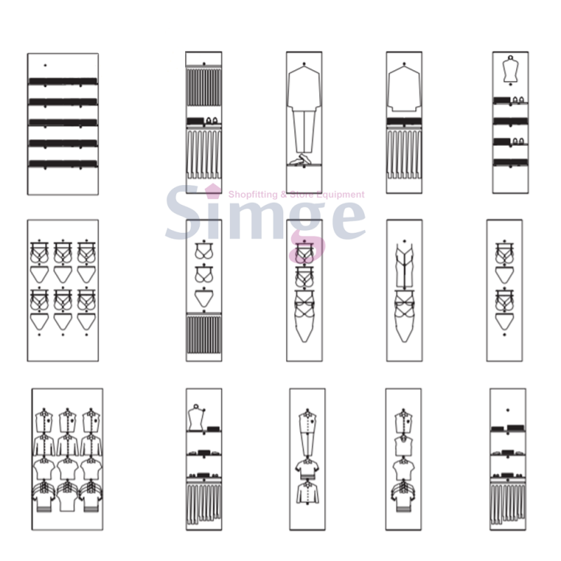 Cintre de canne plat à une broche directement au mur