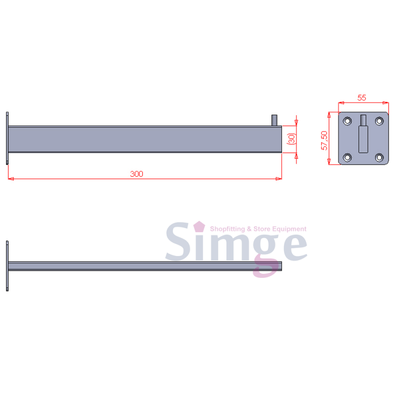 Cintre de canne plat à une broche directement au mur