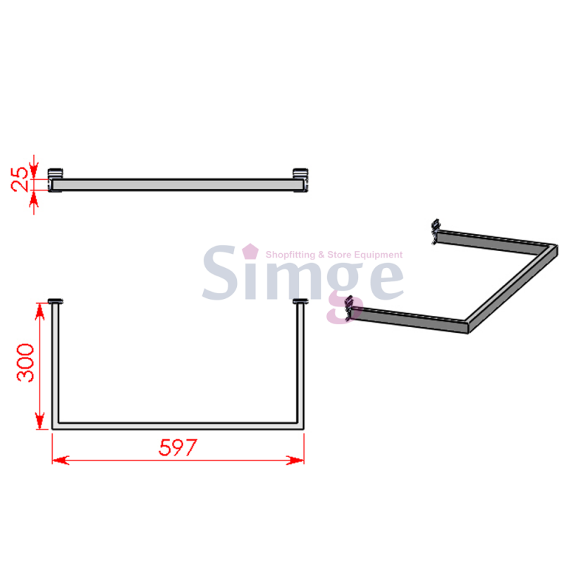 Support de suspension de type U en aluminium à chevrons ondulés, UB1