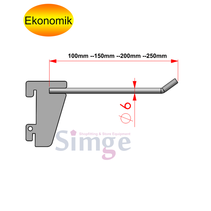 Crochet de suspension pour accessoires sur profil de support, crochet d'étagère