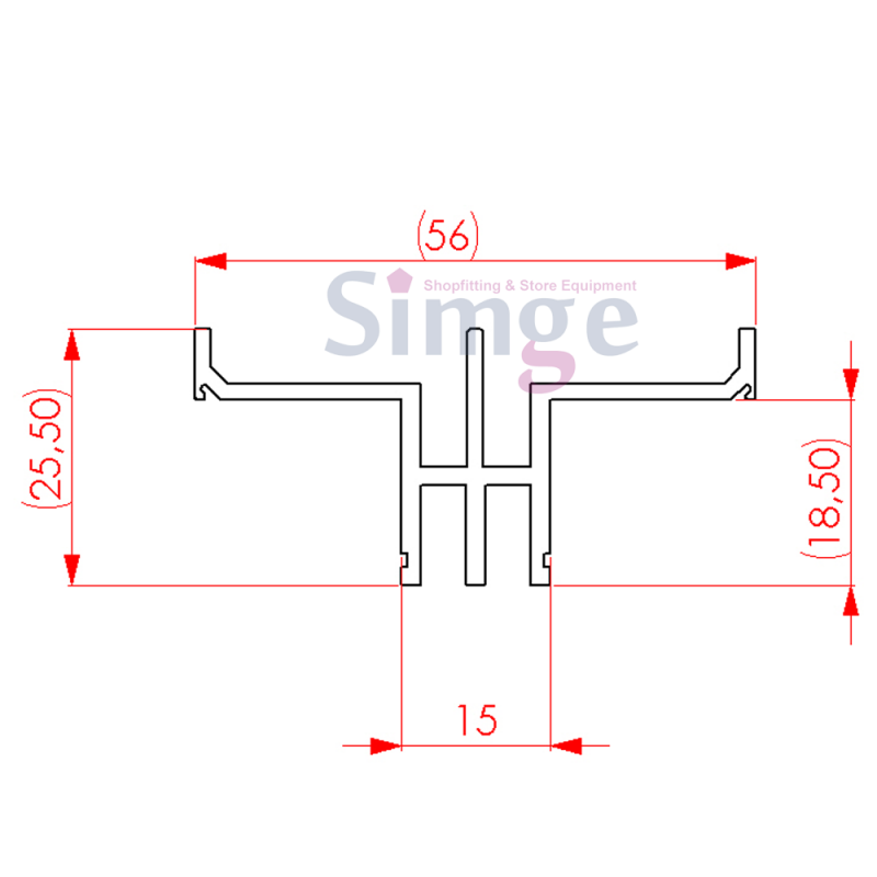 Rail mural à double fente