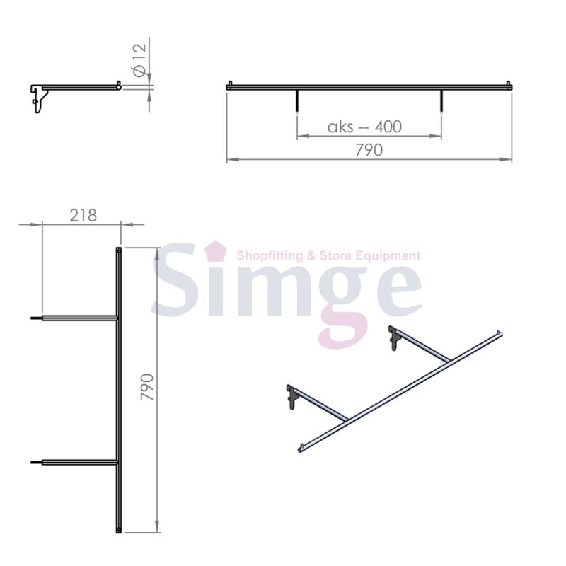 Rail de suspension pour bande murale lingerie