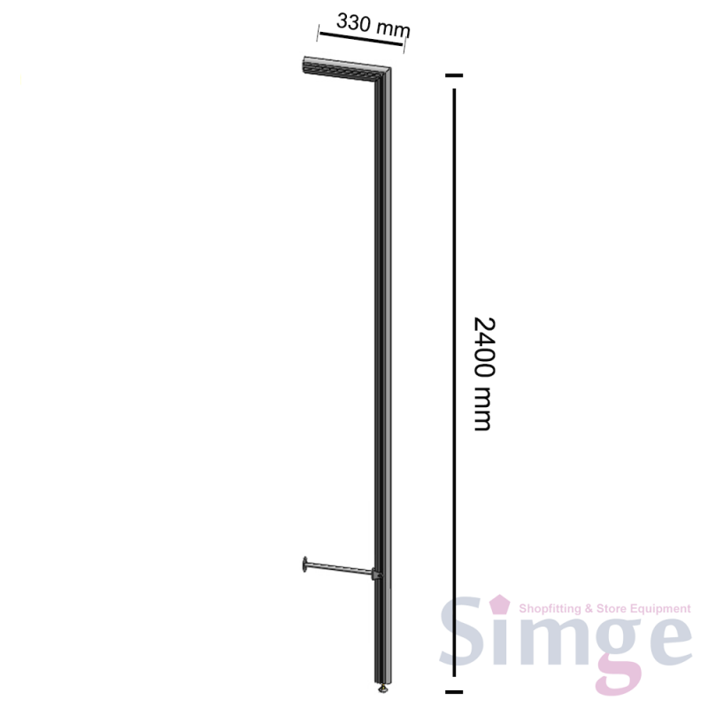 Montant d'étagère en aluminium pour façade murale