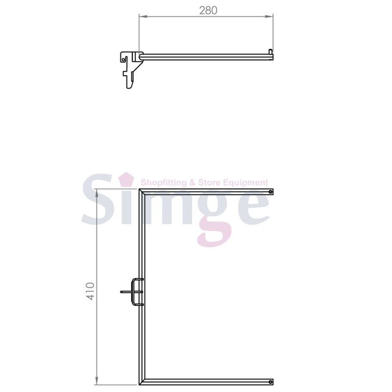 Rail de suspension pour bande murale de type U, lingerie