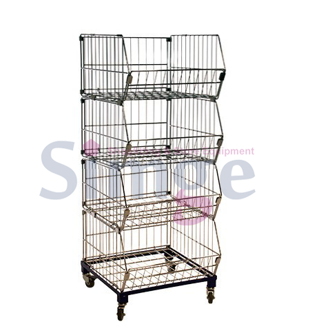 Panier en métal à 4 niveaux avec roues, panier d'action