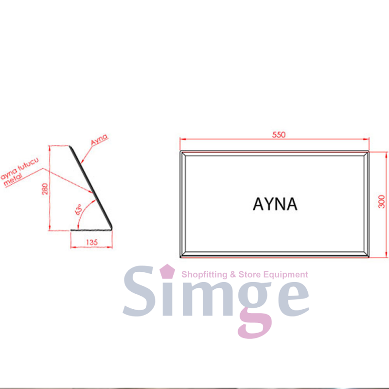 Miroir à chaussures pour magasin
