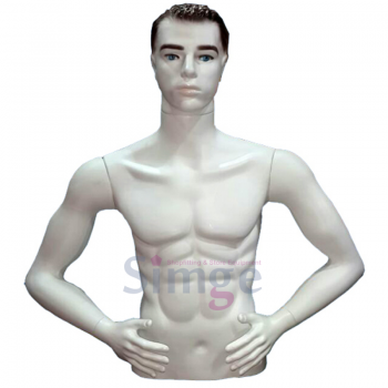 Mannequins d'affichage de buste à demi-manches en plastique pour tête masculine