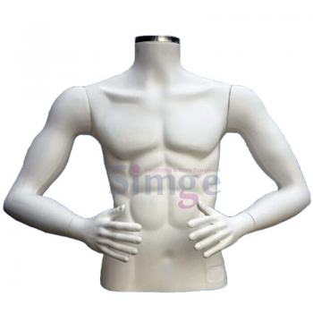 Mannequins d'affichage de buste à demi-manches en plastique pour hommes