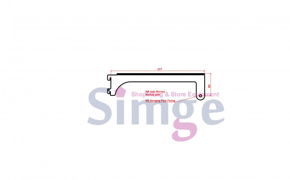 Bracket for Side Hanging Rail, Wooden Shelves