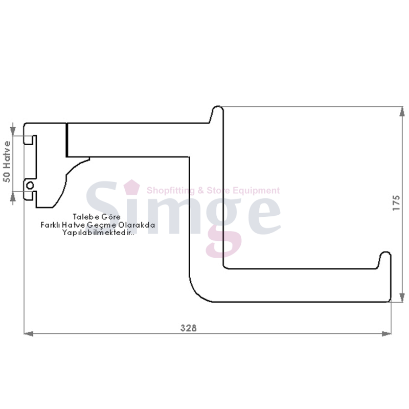 Wall Strip 25mm Pitch Stepped Arm