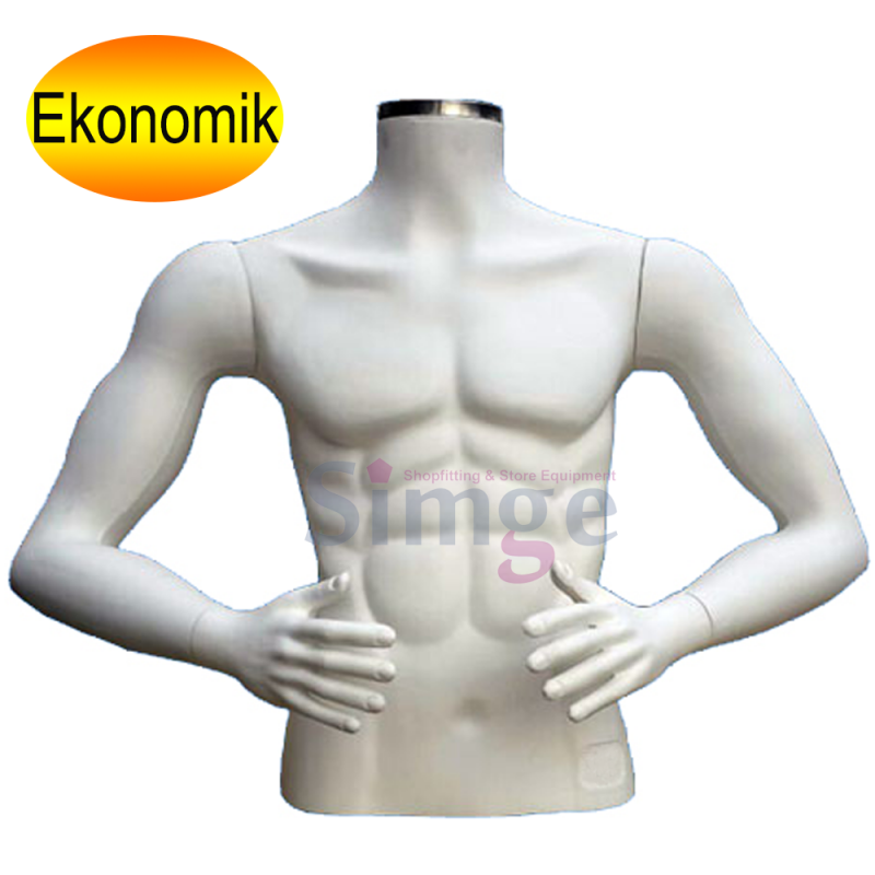 Plastic Male Half Sleeve Bust Display Mannequins