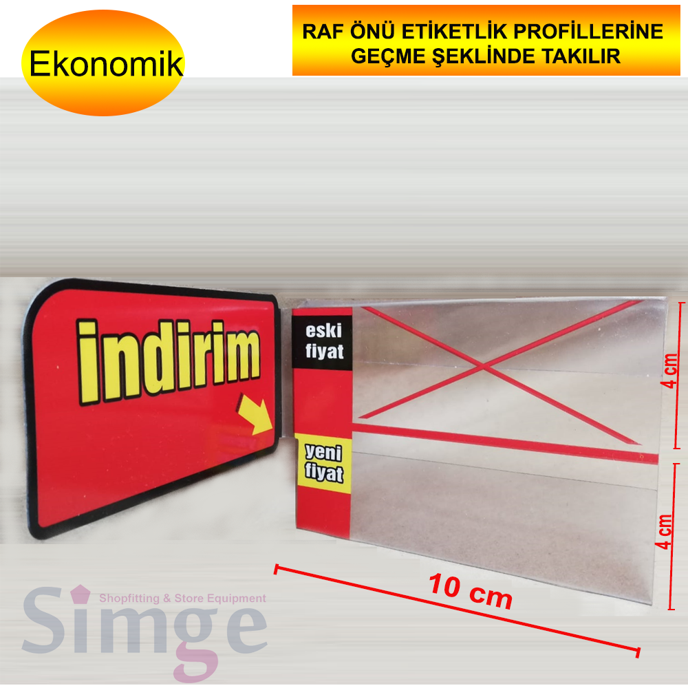 Warning Tab Fitted to the Label Holder in Front of the PVC Discount Shelf