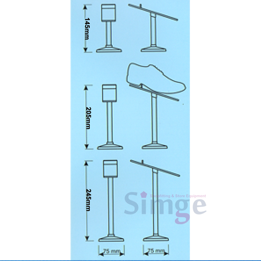 3-Piece Showcase and Shelf-Top Heel Shoe Stands