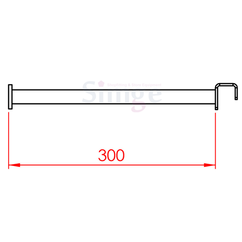 Straight Arm for Crossbar 300mm Front Faceout
