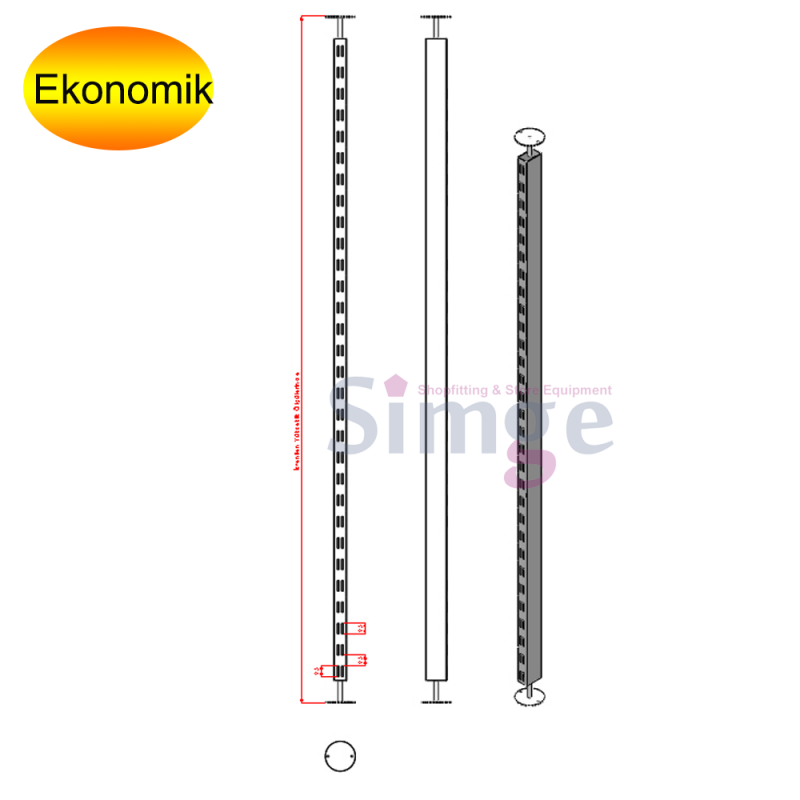 Shoe Store Display Front Metal Strut Double Surface With Slot