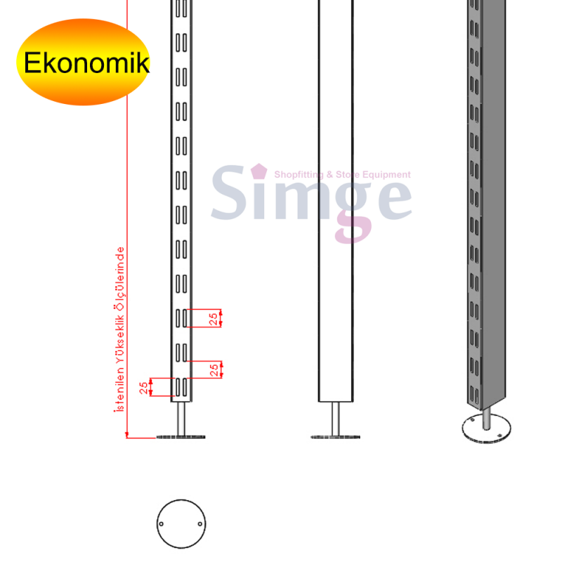 Shoe Store Display Front Metal Strut Double Surface With Slot