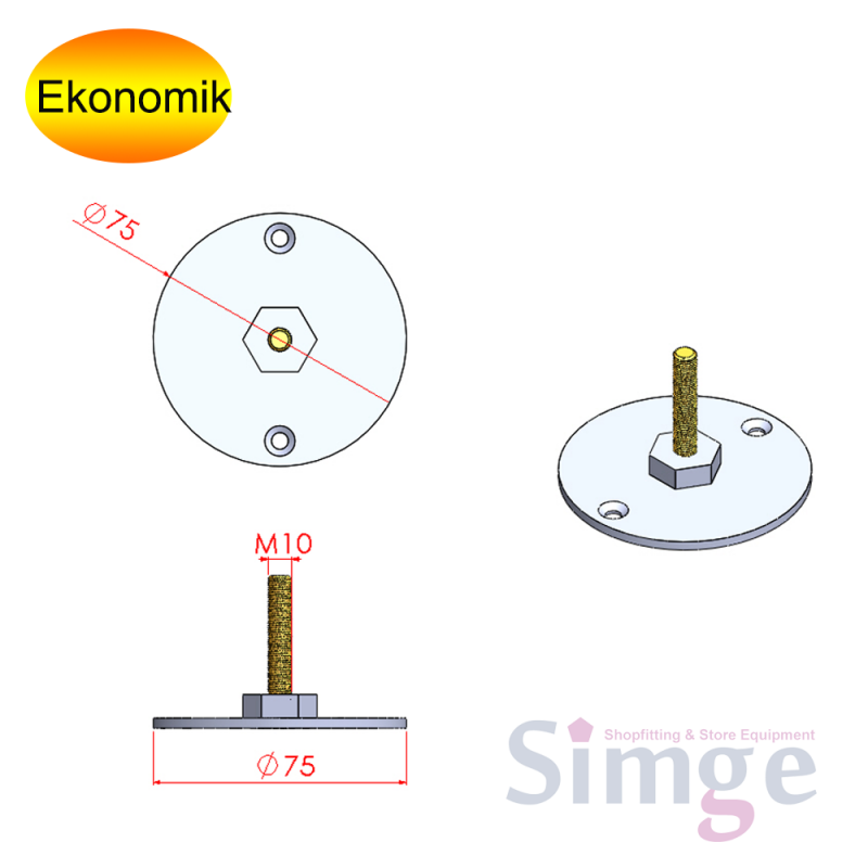 Profile Post Floor and Ceiling Bracket