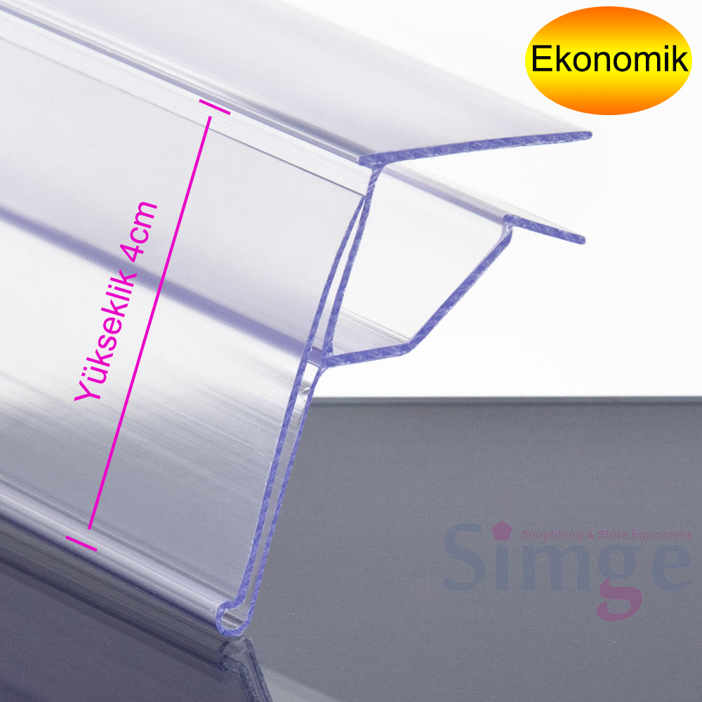 Shelf Label Holder Profile Transparent for Fitting to Chipboard Shelf