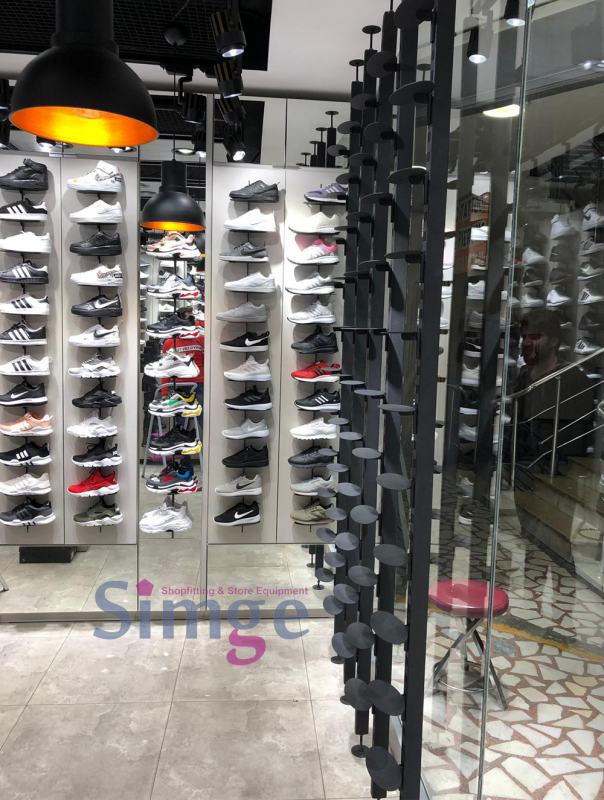 Shoe Store Display Front Metal Strut Double Surface With Slot